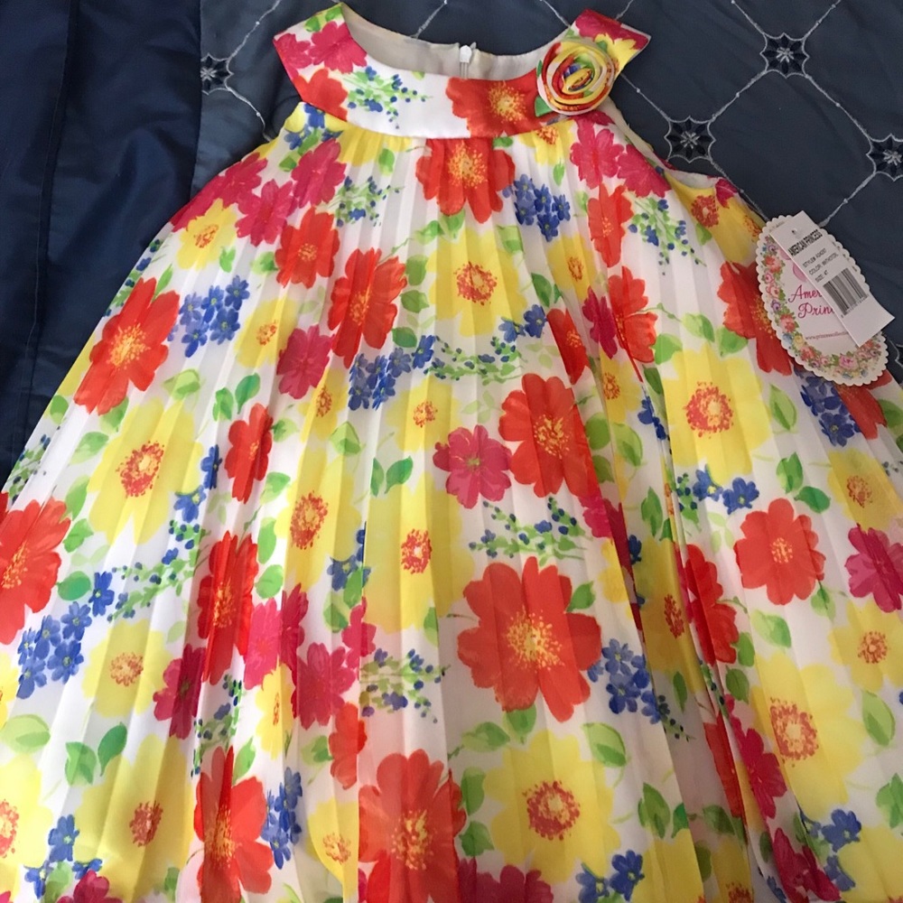 White floral chiffon dress by American Princess 4T